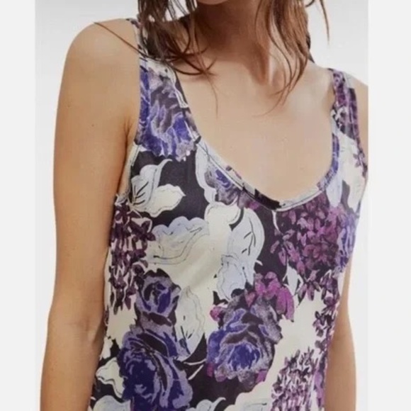 Free People Intimately Free Worth the Wait Floral Slip Dark Night Dress  Sz S - Picture 1 of 9